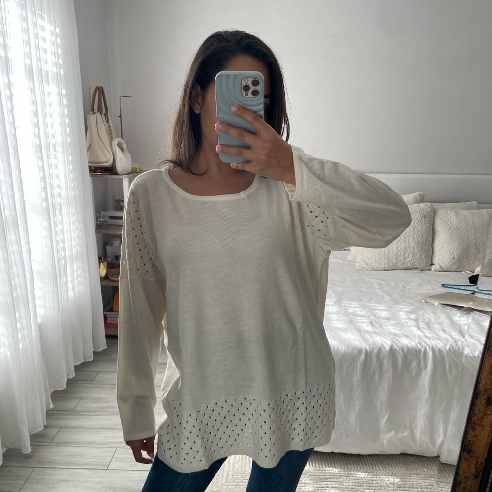 Avenue Cream Crew Neck Sweater - Picture 3 of 5